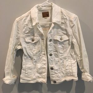 American Eagle White Jean Jacket